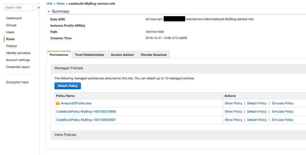 Giving IAM role correct permissions